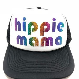 Trucker hat hippie mama rainbow vinyl